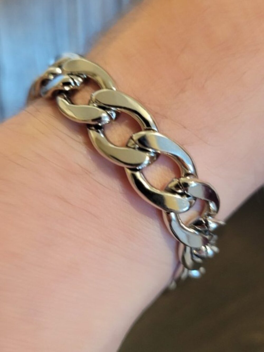 NWT Mens 12mm Shiny Stainless Steel Cuban Link Bracelet Lobster Clasp – 8 in